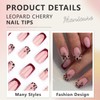 Cosmeria 24 Pieces Cherry Press On Nails, Short Square Fake