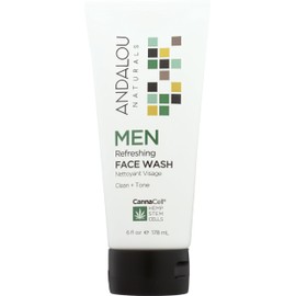 Andalou Naturals Men Refreshing Face Wash with CannaCell, 6 Ounces