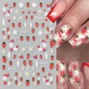 4Pcs Flower Nail Art Stickers Decals 5D Embossed Floral Strawberry