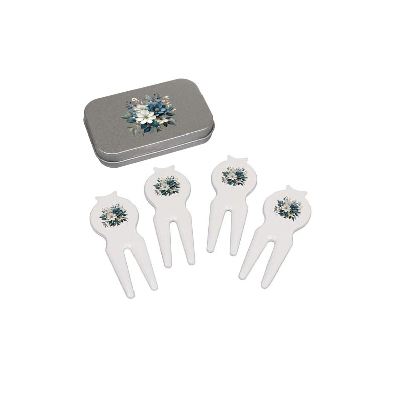 Azeeda 'Blue And White Flowers ' Golf Divot Tool/Repair Fork