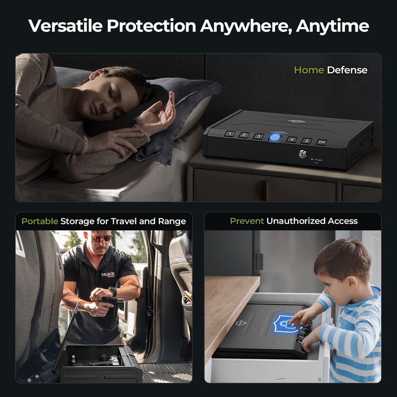 ONNAIS Large Biometric Gun Safe - Fingerprint Pistol Safes with