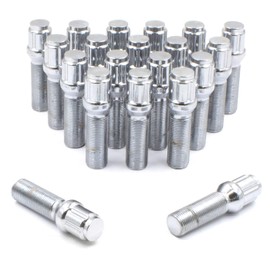 Wheel Accessories Parts Set of 20 Chrome 14x1.5 Lug Bolts Locking Spline Conical Seat with 24 mm Shank Length Small Diameter Lug Bolt with Dual Hex Key for Aftermarket Wheels (24mm, Chrome, M14x1.50)