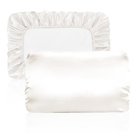 Yanideer Satin Pillowcase for Hair & Skin Travel Elastic Band Cooling Satin Pillowcases - Satin Pillow Case Cover Pillow Cases Standard Size Queen, White