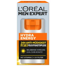 L'Oréal Men Expert Face Care with SPF 15 for Men, Invigorating Moisturising Cream 24H Anti-Fatigue with Sun Protection, Face Cream for Men with Vitamin C and Proteins, Hydra Energy, 1 x 50 ml