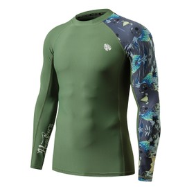 ADOREISM Men's Compression Rash Guards Long Sleeve Quick Dry Baselayer Sleeve Rashguard for Fishing Swimming Surfing Running (Aborigines,XL)