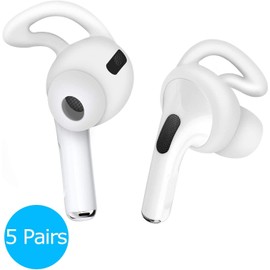 OneCut 5 Pairs Silicone Ear Hooks Compatible for AirPods Pro 2019, Anti-Slip Anti-Drop Ear Tips Gel Earbuds Earphones [Not Fit in The Charging Case] Protective Accessories Skin(White)