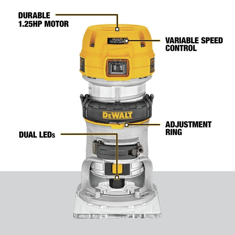 DEWALT Router, Fixed Base, 1-1/4 HP, 7.7-Amp, Variable Speed Trigger,