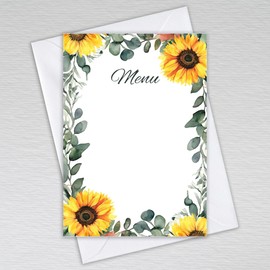 Menu Cards for Restaurant Tables/Blank Write Your Own Menus for Weddings and Dinner Party Receptions: Sunflower Leaves Menu Choice Cards (Pack of 50 with Envelopes)