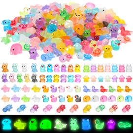GSrenyu 150 Pcs Mini Resin Animals Luminous 10 Styles Resin Animals Mini Figures Glow in the Dark Miniature Figures for Garden Micro Landscape Potted Aquarium Dollhouse Decor DIY