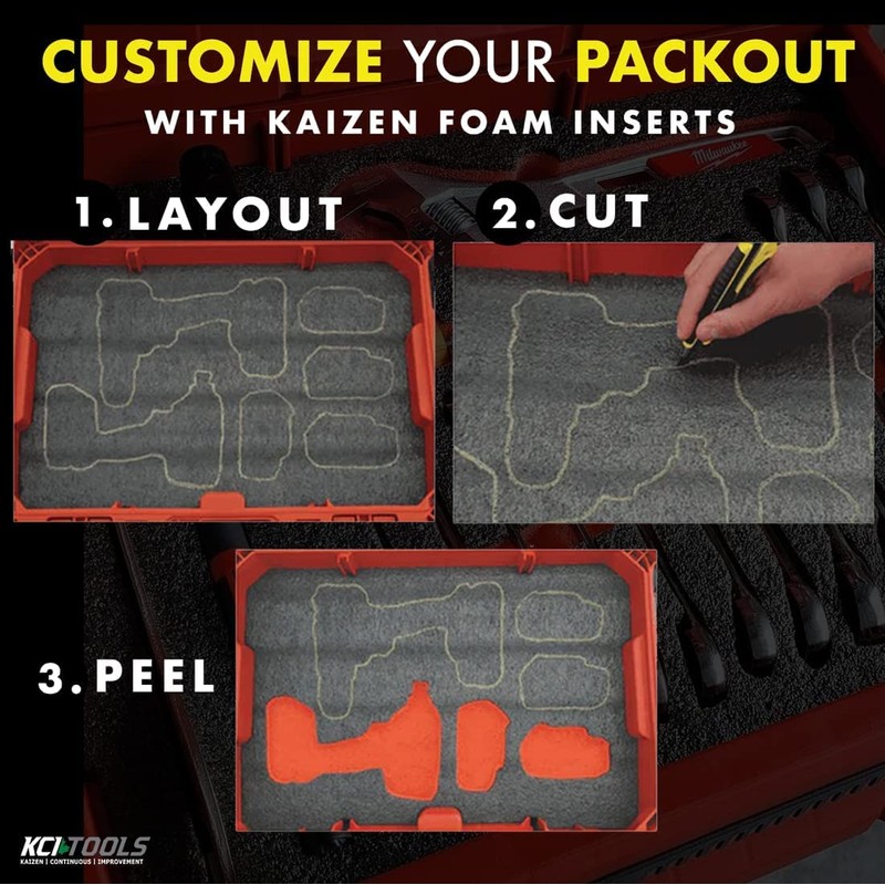 Kaizen Insert Compatible with Milwaukee Packout 48-22-8435 | Foam Inserts