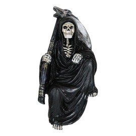 Ebros Gift 6" Tall Death On The Shelf Gothic Grim Reaper with Scythe Shelf Sitter Figurine Macabre Ossuary Hell Skeletons Reapers Decorative Ledge Corner Edge Accent