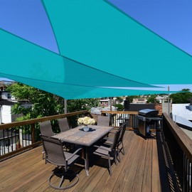 E&K Sunrise 1 Piece 15' x 17' x 22.7' Waterproof Sun Shade Sail Outdoor Triangle Canopy Shade Cover UV Block for Pergola Patio Backyard Garden Deck (Turquoise)