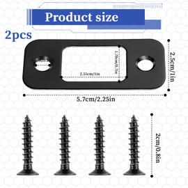 2-Pack Deadbolt Strike Plate Door Backplate - 1" x 2-1/4" Round Corner with 4 Screws, Security Latch Plate for Enhanced Door Protection, Matte Black Finish