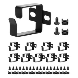 QWORK Server Rack Cable Management D-Ring Hooks, 10 Pack Steel Network Bracket Organizer Hook with Installation Screws, 1-3/4" Dimensions - Organize Network Cables, Fiber Optics, Power Cords