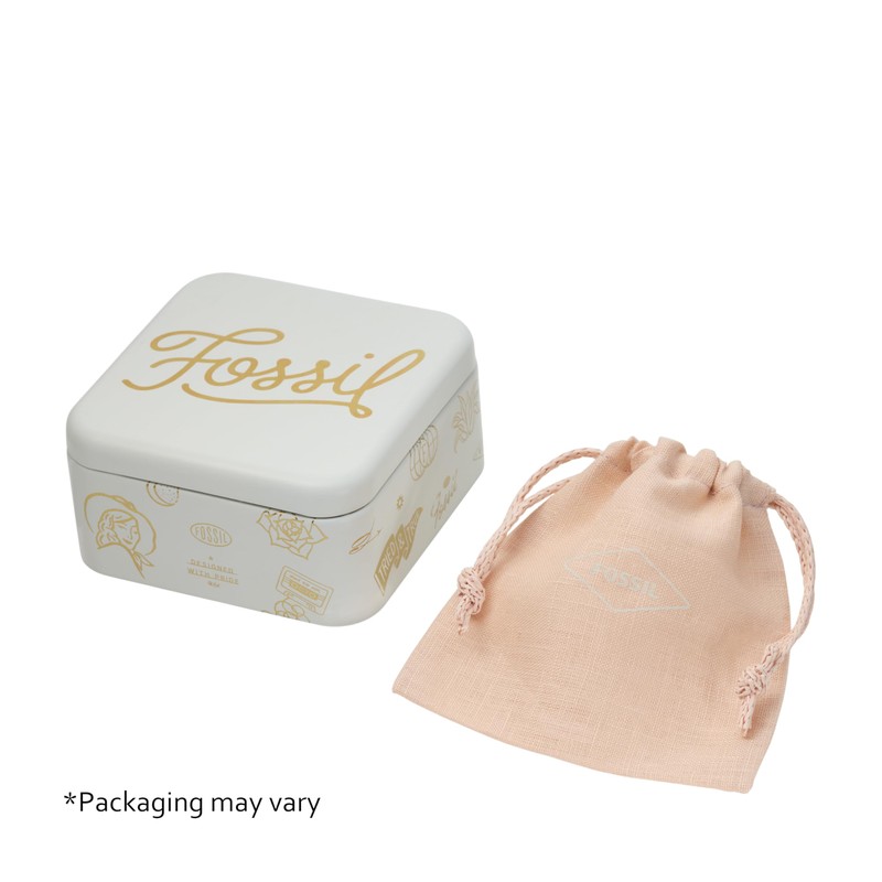 Fossil Disc Silver Stud Earrings