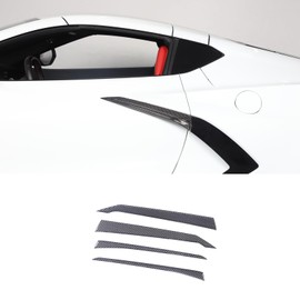 Suetlcoity 4Pcs Exterior Door Handle Cover Trim Compatible with Corvette C8 Stingray 2020-2024 Real Carbon Fiber Side Fender Vent Door Garnish Strip C8 Accessories (Black)