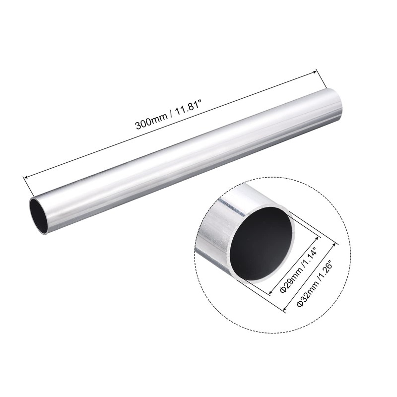 sourcing map 6063 Aluminum Round Tube, 32mm OD 29mm Inner