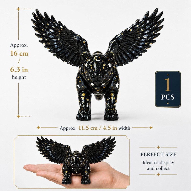 3D Printed Animal Winged Leopard Purple for Desk (Black)