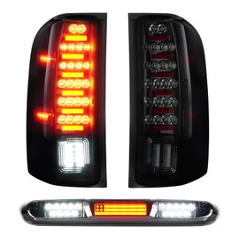 Tail Light + 3rd Brake Cargo Lamp for Chevy Silverado 1500 2007-2013, Silverado 2500 HD 3500 HD 2007-2014, GMC Sierra 3500 HD 2008-2014, High Mount Stop Light Rear LED Tail light, Only for 3157 Bulb