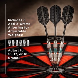 Viper by GLD Products Bobcat Adjustable Weight Soft Tip Dart Set with Case, Nickel Silver Plated, Light Blue Rings, 16-18 Grams (20-0912-16)