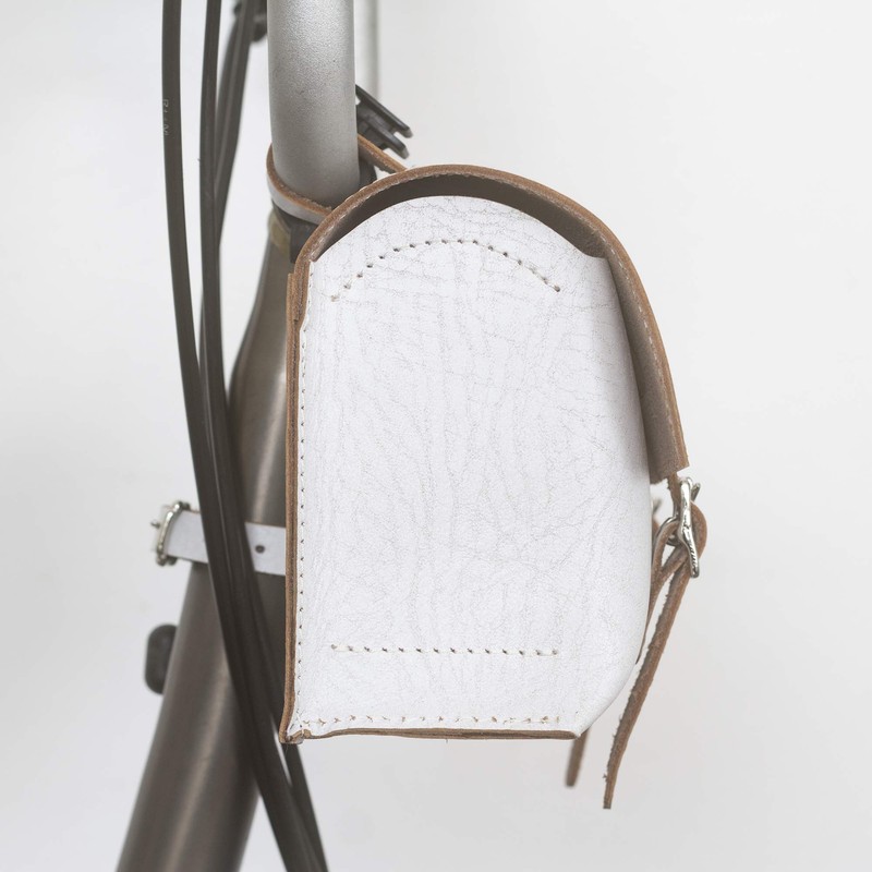 London Craftwork Leather Saddle Bag for Brompton in White
