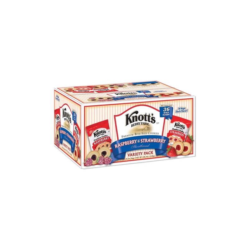 Knott's Berry Farm Raspberry & Strawberry shortbread Cookies 36 bags,