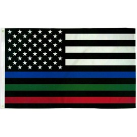 Lakeshore Trade USA Thin Red, Blue & Green Line 3x5ft Flag - Grommets - Police - Fire - Military