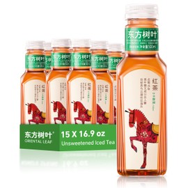 ORIENTAL LEAF Unsweetened Iced Tea – Bottled Black Tea, 16.9 FL oz bottles (Pack of 15), Brewed Tea Drinks, Sugar Free, 0 Calories