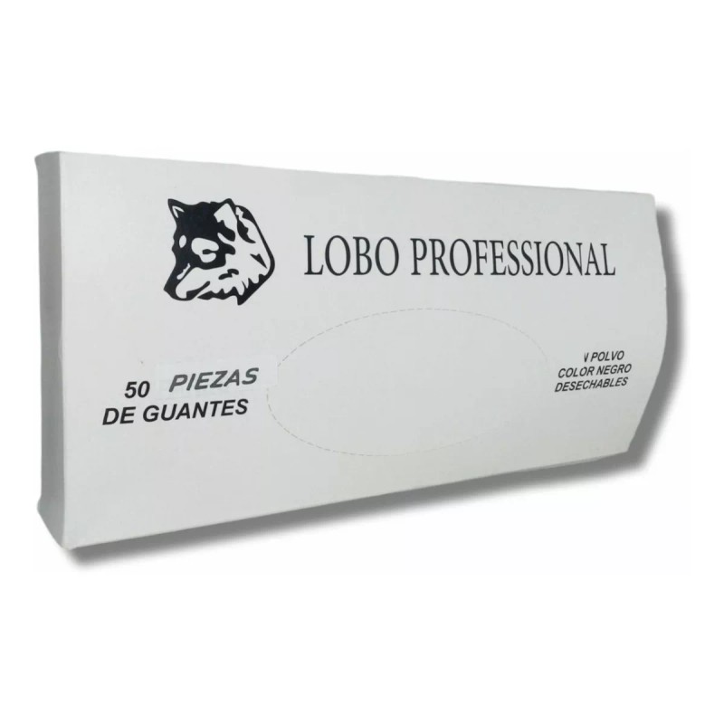 Lobo Caja De Guantes Vinil Negro 50pz Estética,barberia Talla Gde