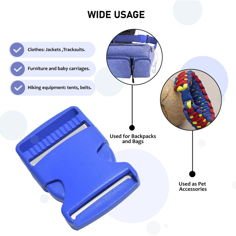 Lakesstory 4 Pcs Plastic Buckles 1.5 Inch Quick Side Release