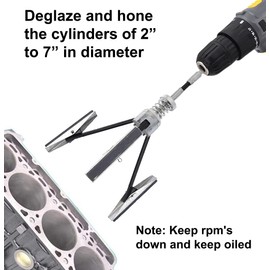 EADUTY Engine Cylinder Hone Tool 2"-7" Diameter Adjustable Deglazer with 3-Piece 4" Long Stones 220 Grit