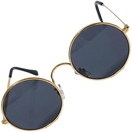 FashionBerry 99% UV Protection Lenses, Round Sunglasses, Date Glasses, Eye Friendly, No Fatigue, UV Protection, Fashion Glasses, Unisex, Lightweight, Small Face Effect, gold × smoke