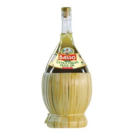 BASSO 1904, Unfiltered Premium First Cold Pressed Extra Virgin Olive Oil, 1 Liter, Product of Italy, Wicker, Straw Basket, 1 liter (33.81 fl oz)