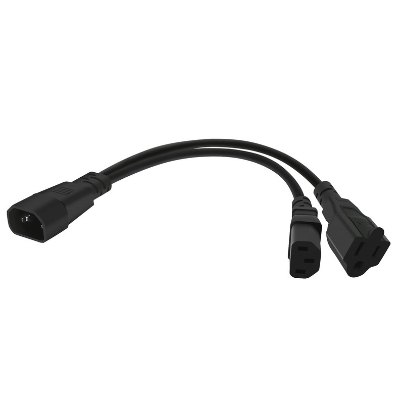 C14 to C13+NEMA 5-15R Y Splitter Power Plug Cord,Single C14