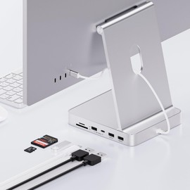 PULWTOP USB C HUB for iMac 24 inch 2021/2023/2024, 7 in 1 USB Hub Adapter iMac Accessories for iMac M1/M3/M4 with USB C/A SD/TF, Docking Station Support Expand M.2 SSD (NOT Included) - Sliver