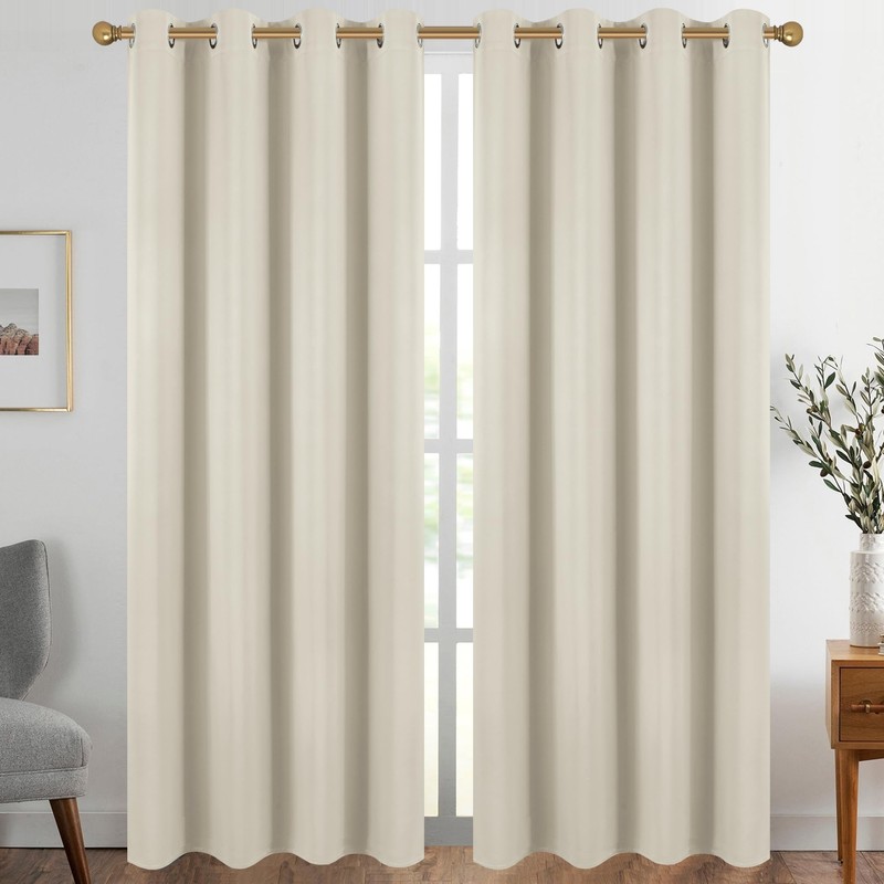 Diraysid Light Beige Grommet Blackout Curtains for Bedroom Thermal Insulated