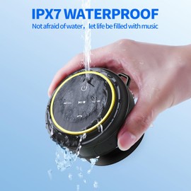 Shower Speaker Bluetooth Waterproof, Portable Mini Bluetooth Shower Speakers Waterproof with Suction Up and Clip, IPX7 Waterproof Floating Bathroom Speaker for Pool Beach Kayak, Beach Gifts（Gold)