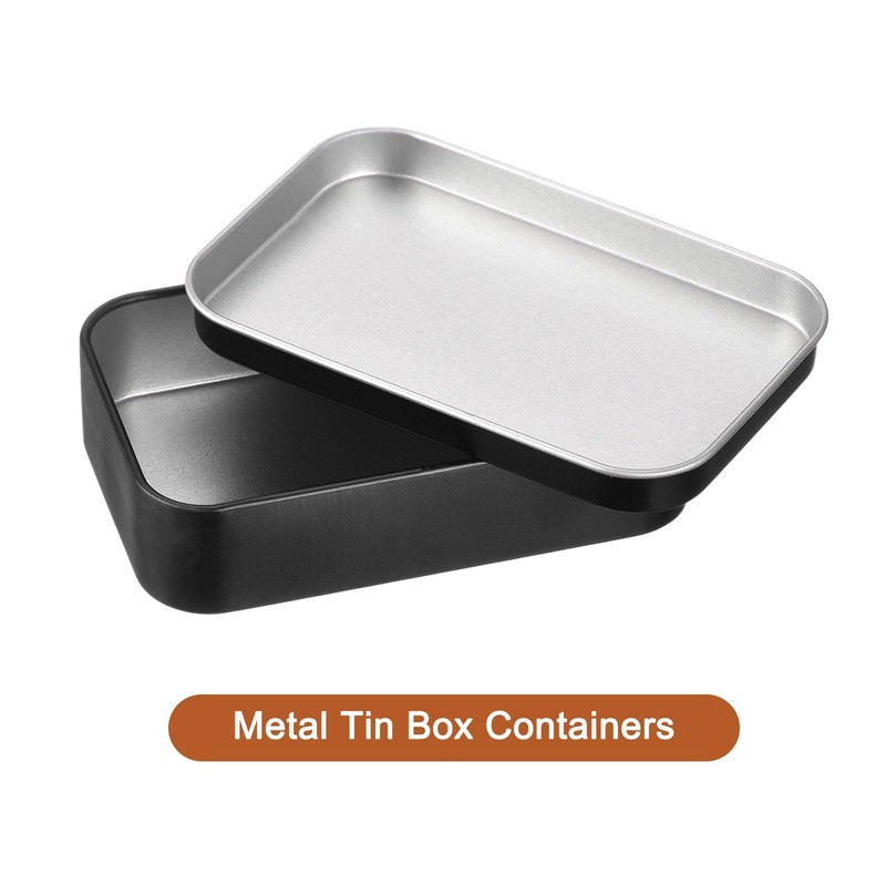 uxcell 1 Pcs Metal Tin Box Container, 3.7x2.4x0.9 Inch Rectangular