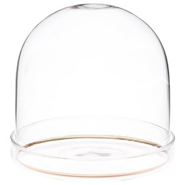 Plymor 4" x 4" Glass Display Dome Cloche with Gold Rim (Clear Glass Tray Base)