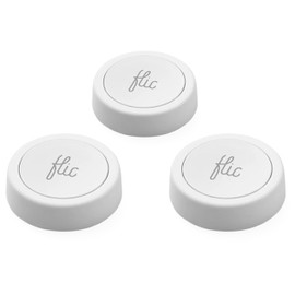 Flic Smart Button White - 3 Pack: Controls Light, Music & More by press, double press, holds. Compatible with Alexa, HomeKit, Matter. Setup via Flic App, Bluetooth/WiFi Required