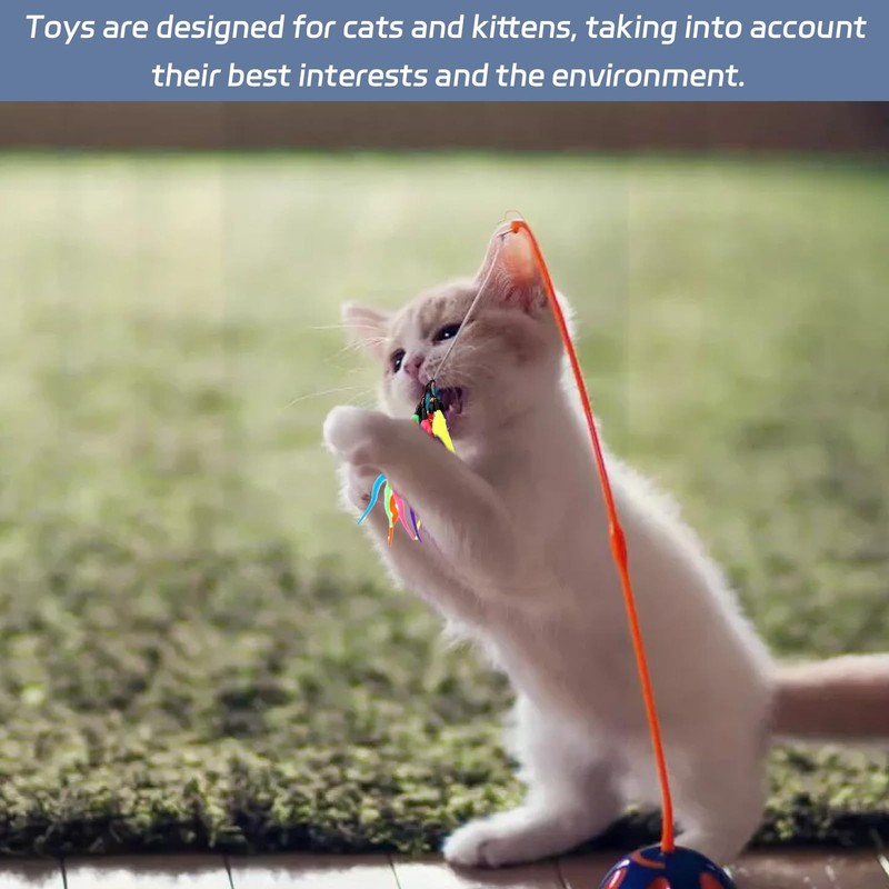 Gaaines 12 Pcs Cat Wand Toy Refills,Cat Teaser Furry Tail