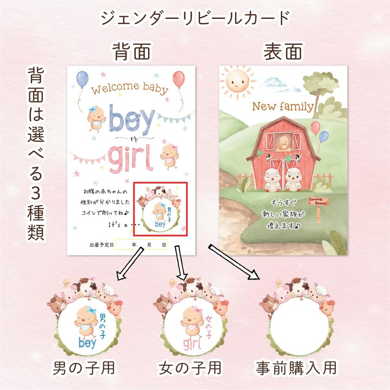 gift-ippo 3 Gender Reveal Cards with Surprise Envelopes, Gender Announcement,