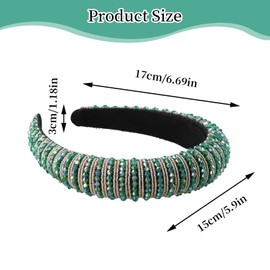 Dewocke Vintage Crystal Rhinestone Headbands, Glitter Headband, Women Rhinestone Headbands, Velvet Padded Wide Headbands, Diamante Headband, Party Wedding Hair Accessories for Women