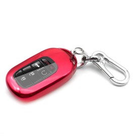 INFIPAR Fit for Honda Key Fob Cover for CR-V HR-V Pilot Accord Civic Key Fob Cover Case Shell TPU Remote Holder Protector Keyless Entry Sleeve Accessories, with Key Chain, Red
