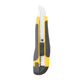 18mm Utility Knife with Snap Off Blade – Heavy Duty Box Cutter for Cardboard, Safety Box Opener with Ergonomic Grip, Retractable Craft Knife for Packaging & DIY Projects (Yellow)