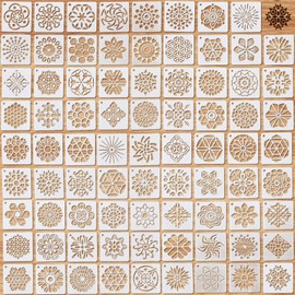 80 Pieces 3 x 3 Inch Mandala Reusable Plastic Art Craft Kits for DIY Painting Art Projects Wood Wall Floor Fabric Furniture Tile Holiday Stencils Decorations Mandala Stencils Craft Kits