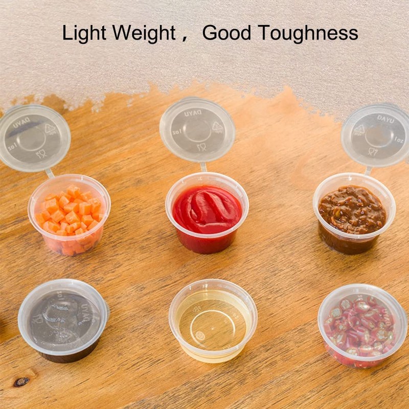 MIUPOO Plastic Souffle Cups,Disposable Clear Leak Proof Sauce Cup With