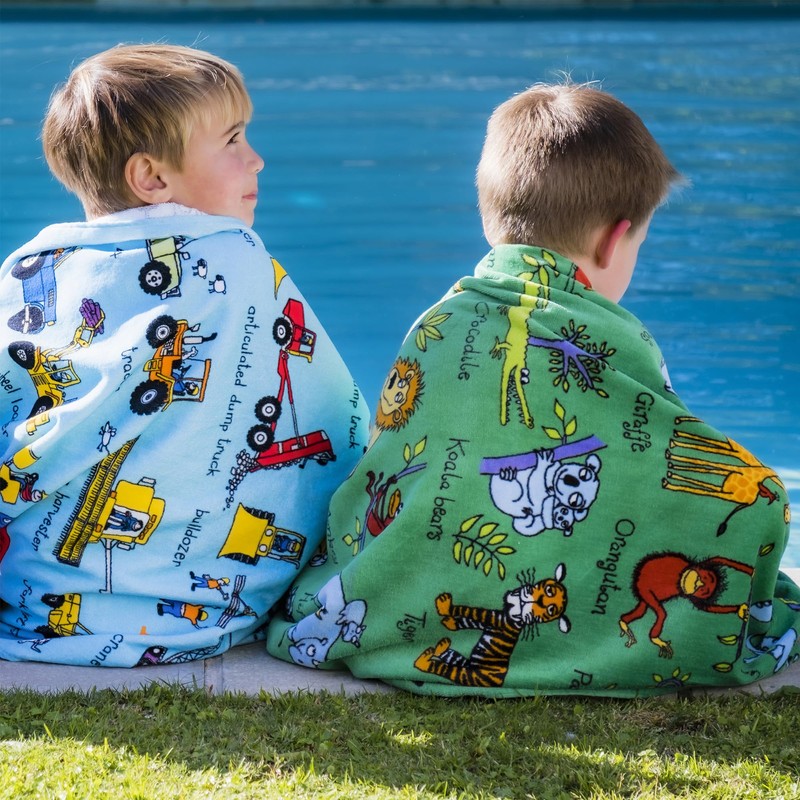 Tyrrell Katz Kids Jungle Printed Towel in Blue - Children’s