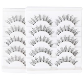 KFZR 10 Pairs False Eyelashes Lashes Natural Look Reusable Fake Eyelashes Handmade 3D Black (807)