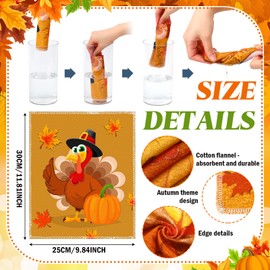 Mindsoft 36 Pcs Thanksgiving Reusable Paper Towels Rolls Washable Bulk Thanksgiving Pumpkin Turkey Kitchen Towels Paperless Reusable Cloth Cotton Napkins with Cardboard for Kitchen Bathroom
